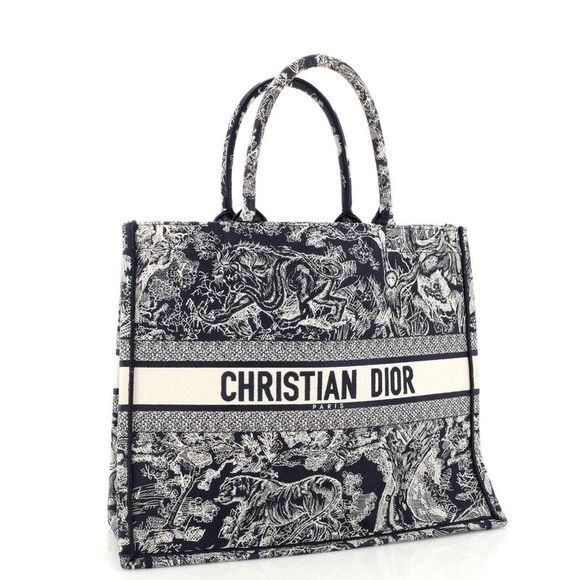 Christian Dior Book Tote Embroidered Canvas Large Blue - Picture 2 of 7